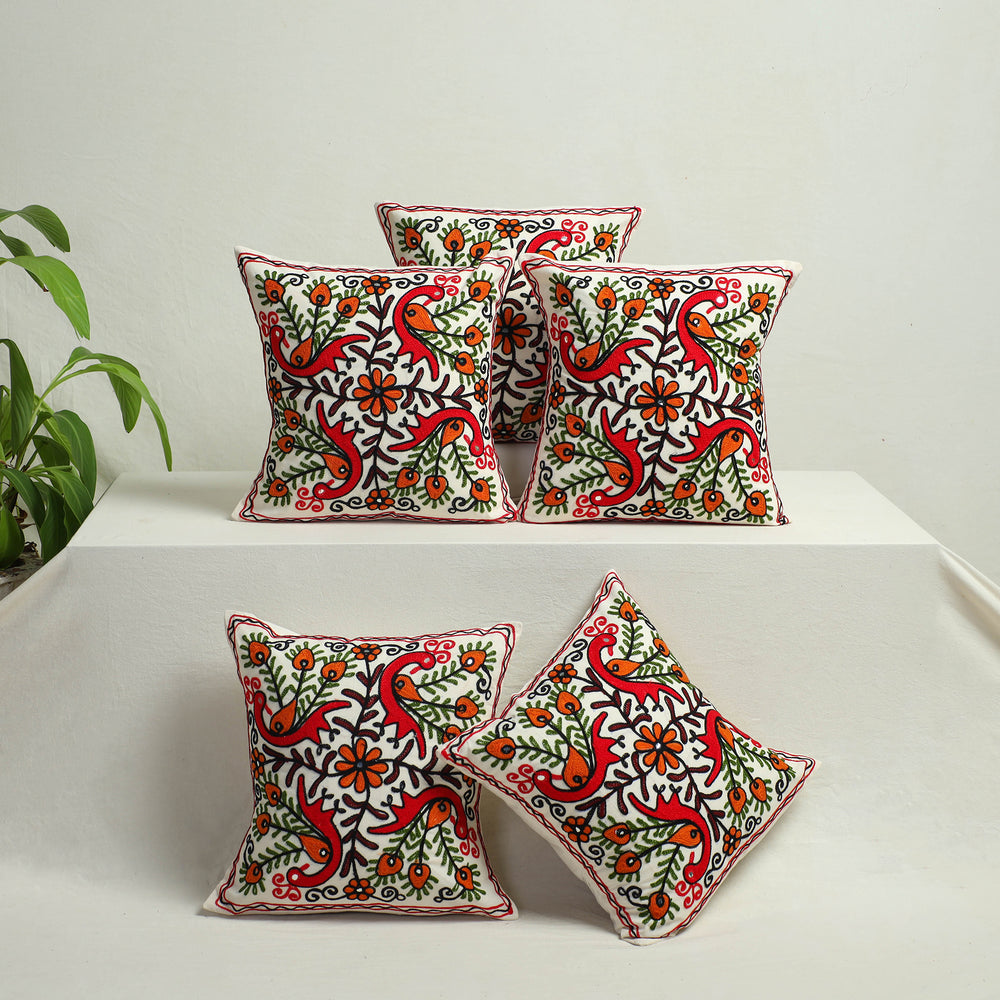 Multicolor - Aari Hand Embroidery Cushion Cover (Set of 5) 06