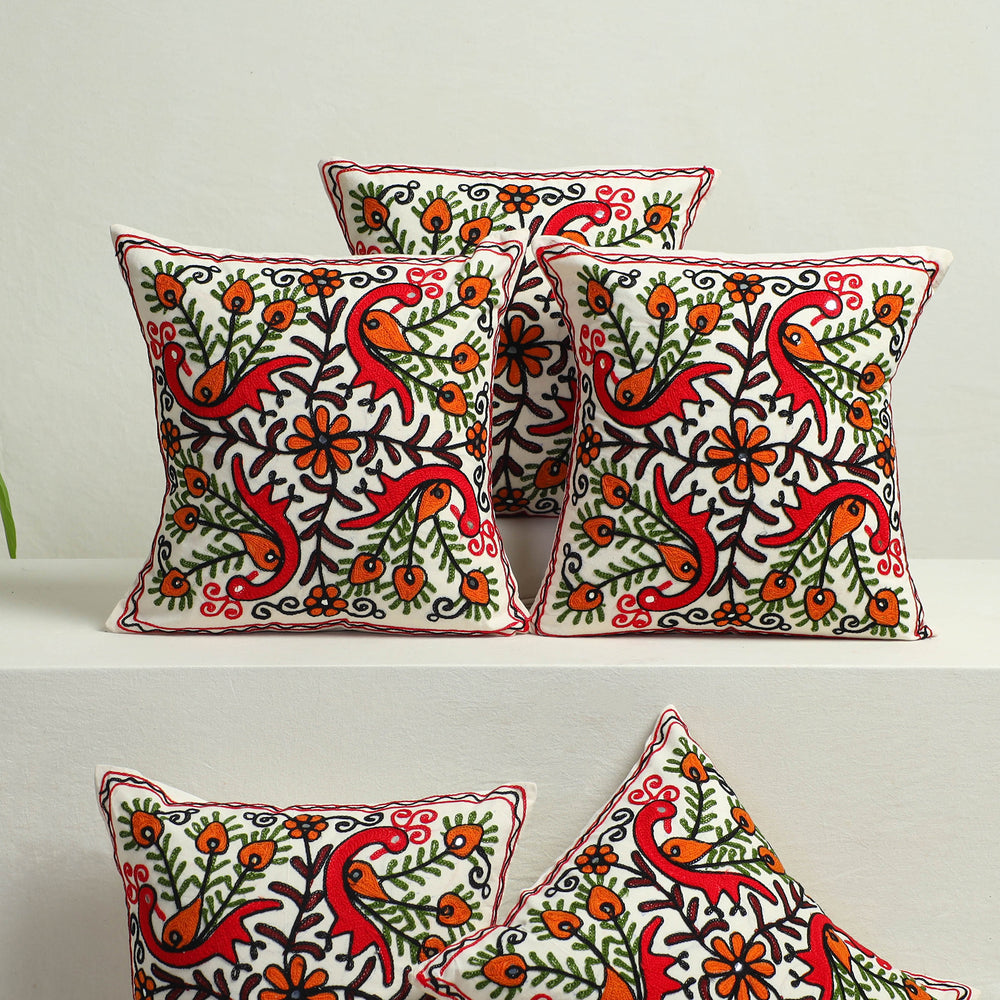 Multicolor - Aari Hand Embroidery Cushion Cover (Set of 5) 06