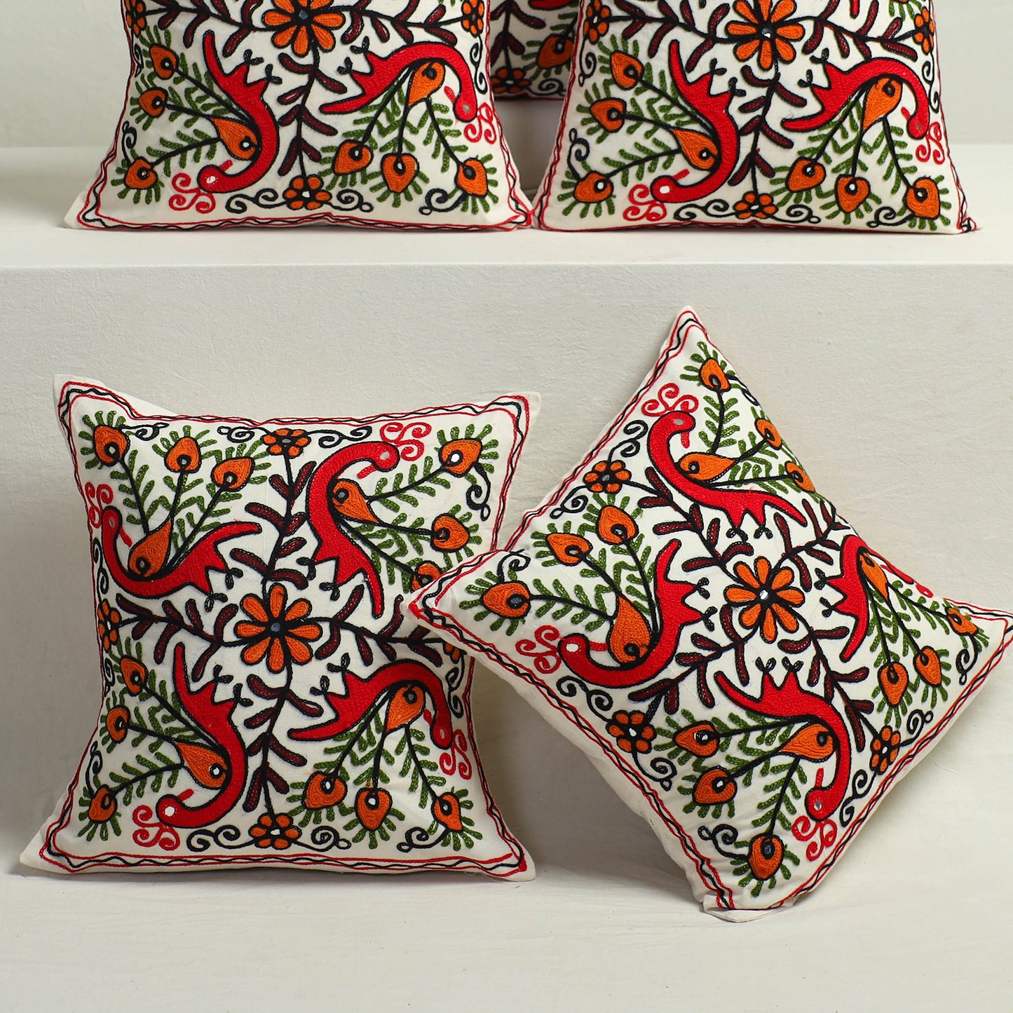 Multicolor - Aari Hand Embroidery Cushion Cover (Set of 5) 06