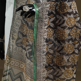 Black - Bagru Hand Block Print Natural Dyed Kota Doria Cotton Dupatta 23
