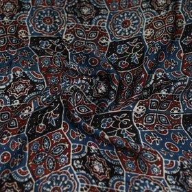 Blue - Ajrakh Hand Block Print Natural Dyed Modal Silk Scarf 50