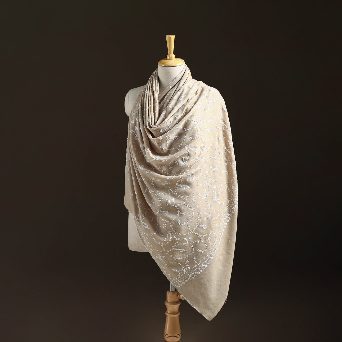 Kashmiri Sozni Heavy Hand Embroidered Pure Handwoven Merino Wool Shawl 27