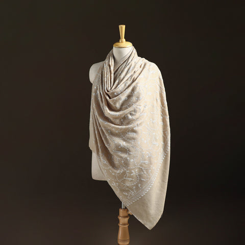 Kashmiri Sozni Heavy Hand Embroidered Pure Handwoven Merino Wool Shawl 27