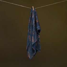 Blue - Ajrakh Hand Block Print Natural Dyed Modal Silk Scarf 48
