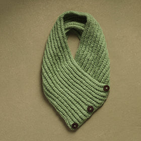 Green - kumaun hand knitted woollen button cowl 25