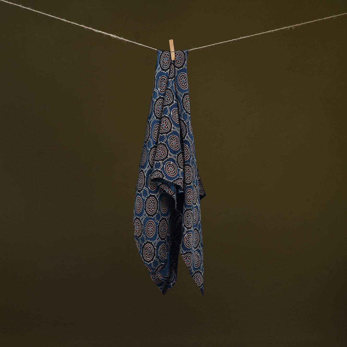 Ajrakh Hand Block Print Natural Dyed Modal Silk Scarf 46