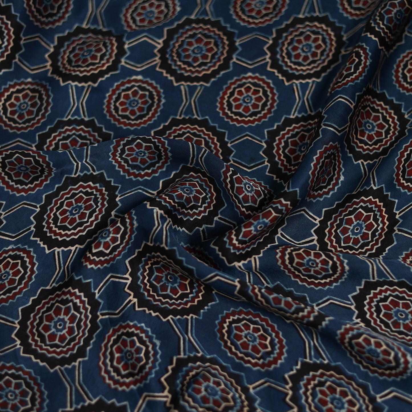 Ajrakh Hand Block Print Natural Dyed Modal Silk Scarf 46