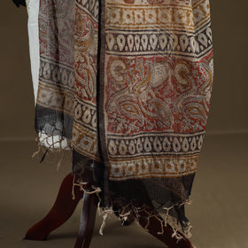 Brown - Bagru Hand Block Print Natural Dyed Kota Doria Cotton Dupatta 25