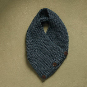 Blue - kumaun hand knitted woollen button cowl 24