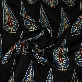 Black ajrakh Hand Block Print Natural Dyed Modal Silk Scarf 45