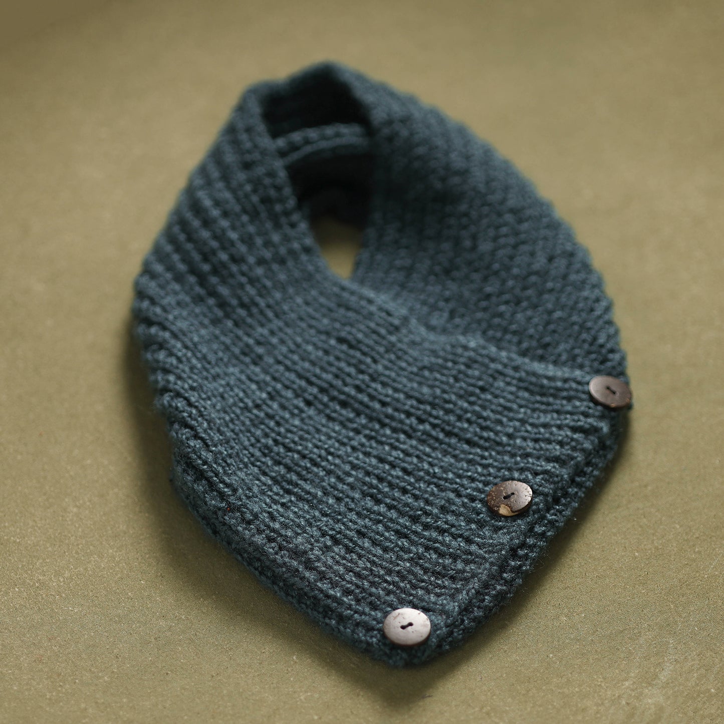 Blue - kumaun hand knitted woollen button cowl 24