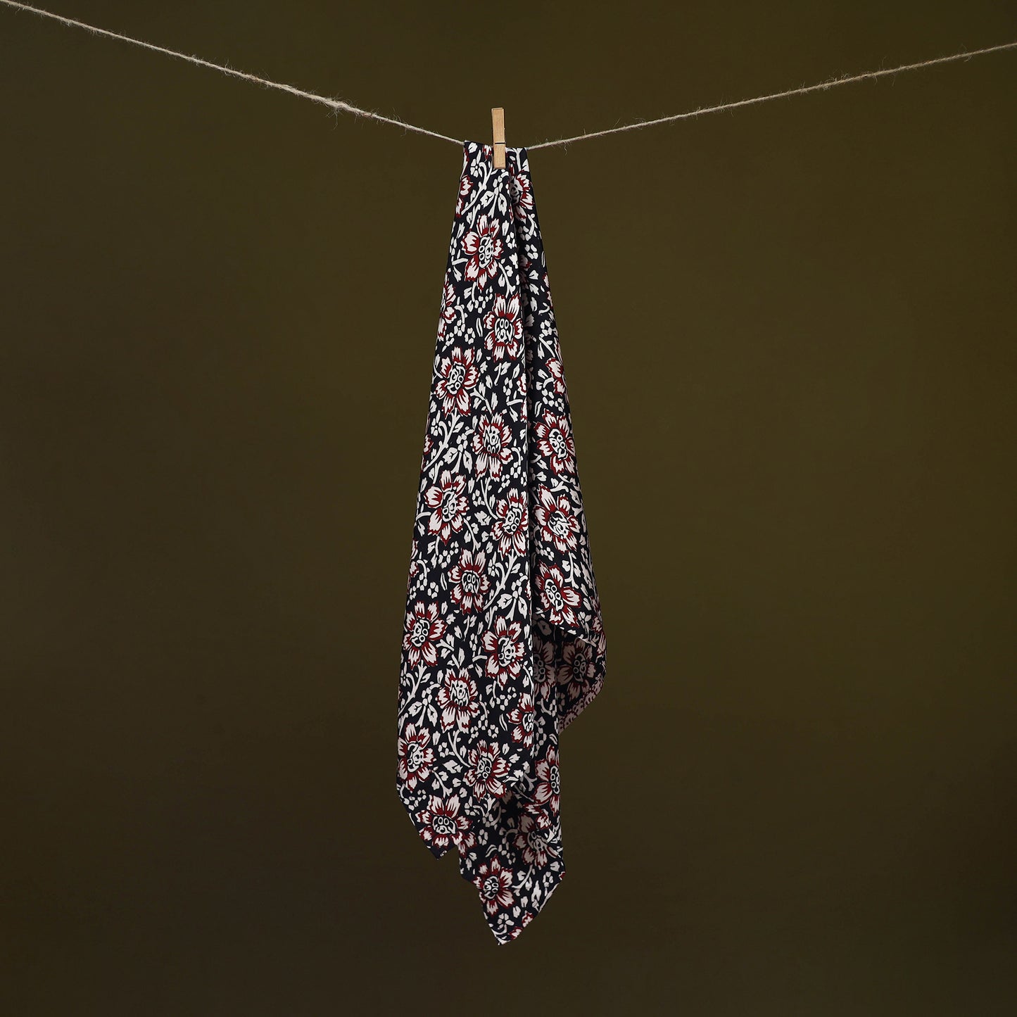 Black - Bagh Hand Block Print Modal Silk Scarf 43