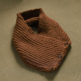 Brown - kumaun hand knitted woollen button cowl 23
