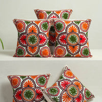 Multicolor - Aari Hand Embroidery Cushion Cover (Set of 5) 09