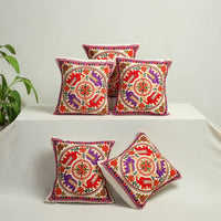 Multicolor - Aari Hand Embroidery Cushion Cover (Set of 5) 10