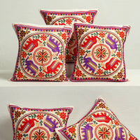 Multicolor - Aari Hand Embroidery Cushion Cover (Set of 5) 10