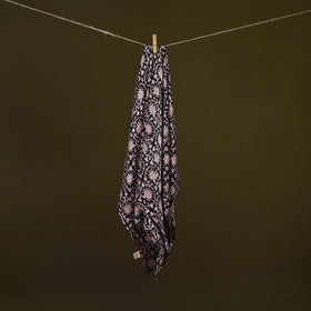 Black - Bagh Hand Block Print Modal Silk Scarf 42