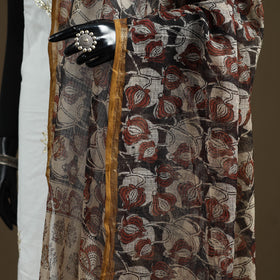 Black - Bagru Hand Block Print Natural Dyed Kota Doria Cotton Dupatta 27