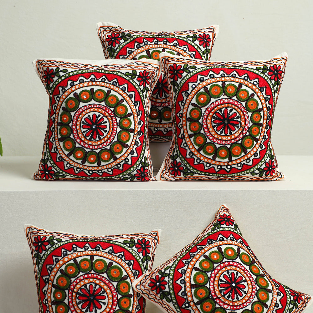 Multicolor - Aari Hand Embroidery Cushion Cover (Set of 5) 11