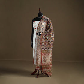 Multicolor - Bagru Hand Block Print Natural Dyed Kota Doria Cotton Dupatta 28