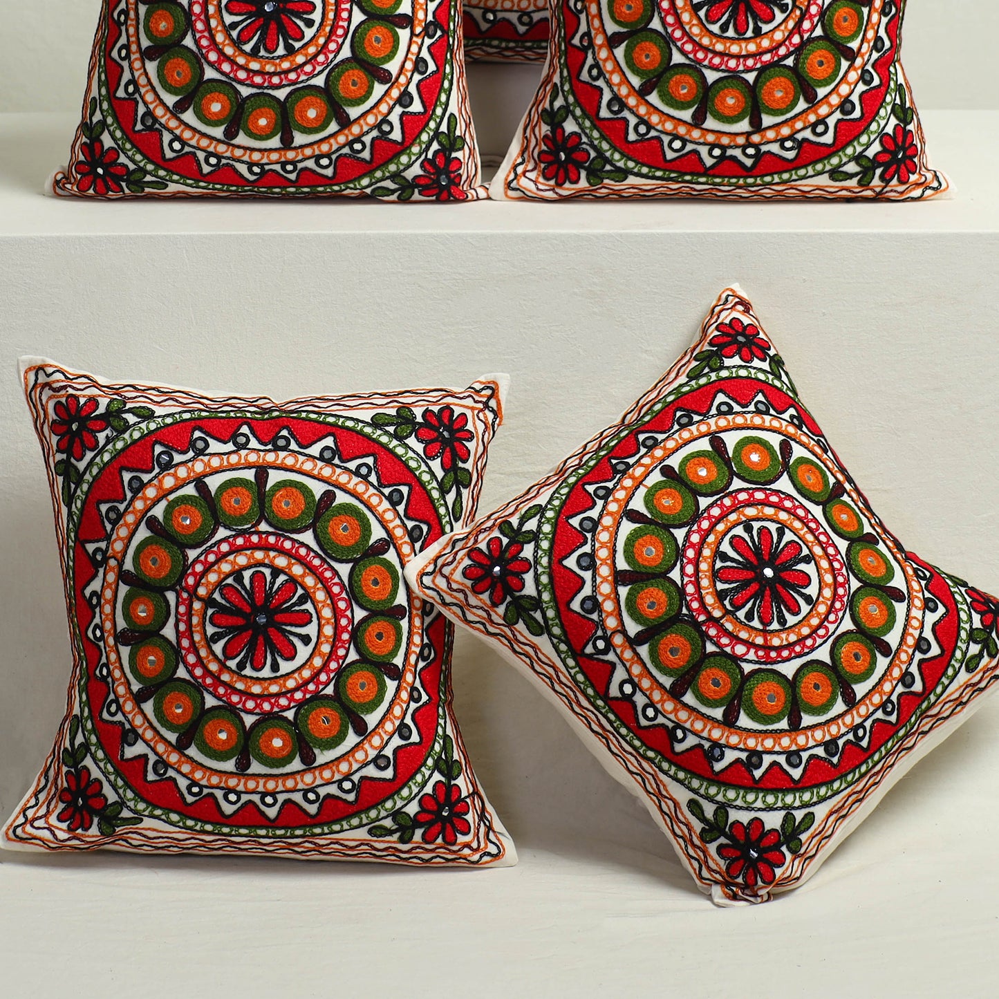 Multicolor - Aari Hand Embroidery Cushion Cover (Set of 5) 11