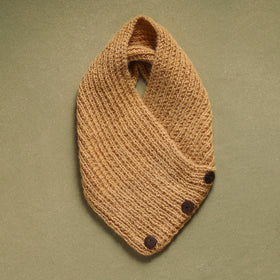 Beige - kumaun hand knitted woollen button cowl 22