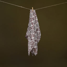 Maroon - Bagh Hand Block Print Modal Silk Scarf 40