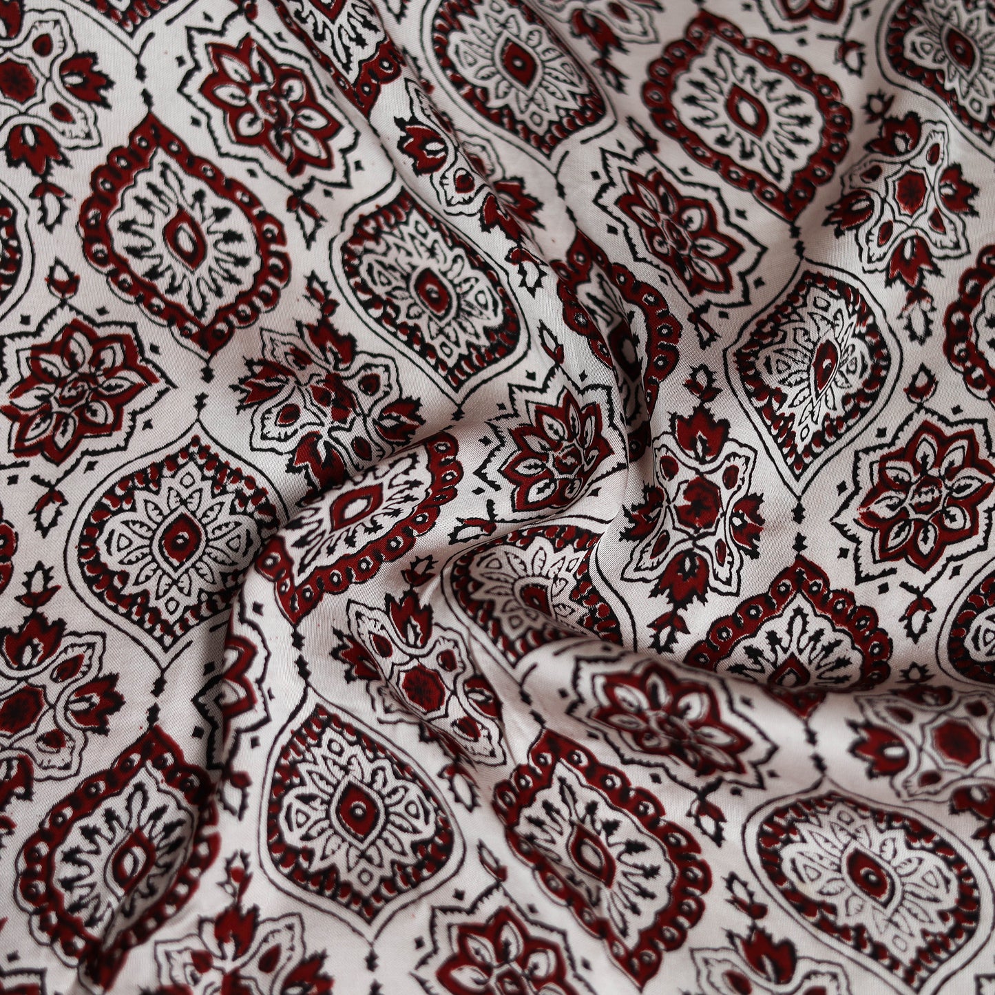 Maroon - Bagh Hand Block Print Modal Silk Scarf 40