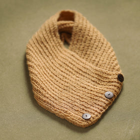 Beige - kumaun hand knitted woollen button cowl 22
