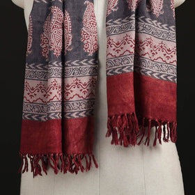 Handwoven Merino Wool Natural Dyed Bagh Hand Block Print Stole 02