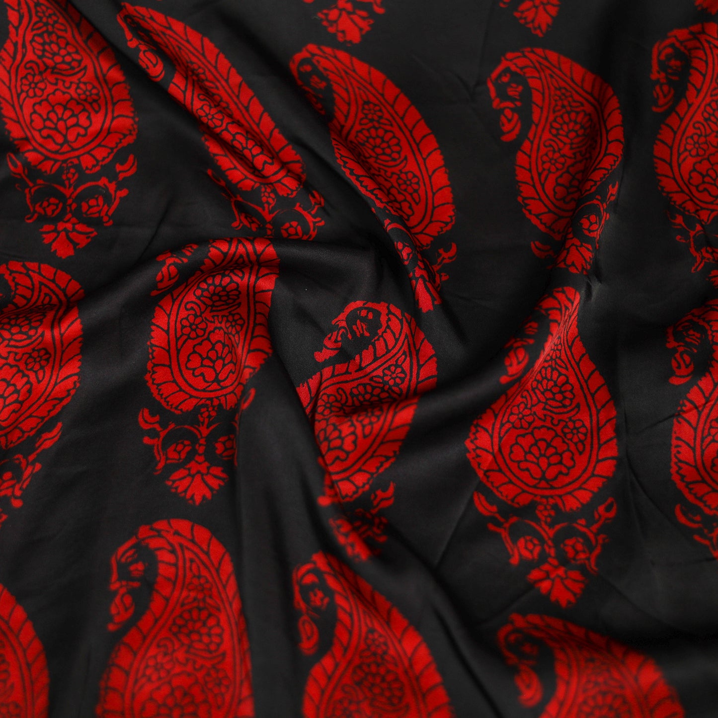Black - Bagh Hand Block Print Modal Silk Scarf 38