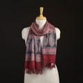 Handwoven Merino Wool Natural Dyed Bagh Hand Block Print Stole 04