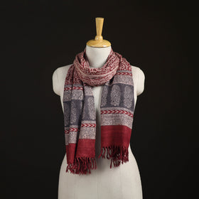 Handwoven Merino Wool Natural Dyed Bagh Hand Block Print Stole 05