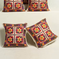 Multicolor - Kutch Aari Hand Embroidery Cushion Cover (Set of 5) 03