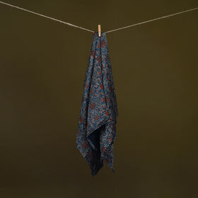 Blue - Ajrakh Hand Block Print Natural Dyed Modal Silk Scarf 36