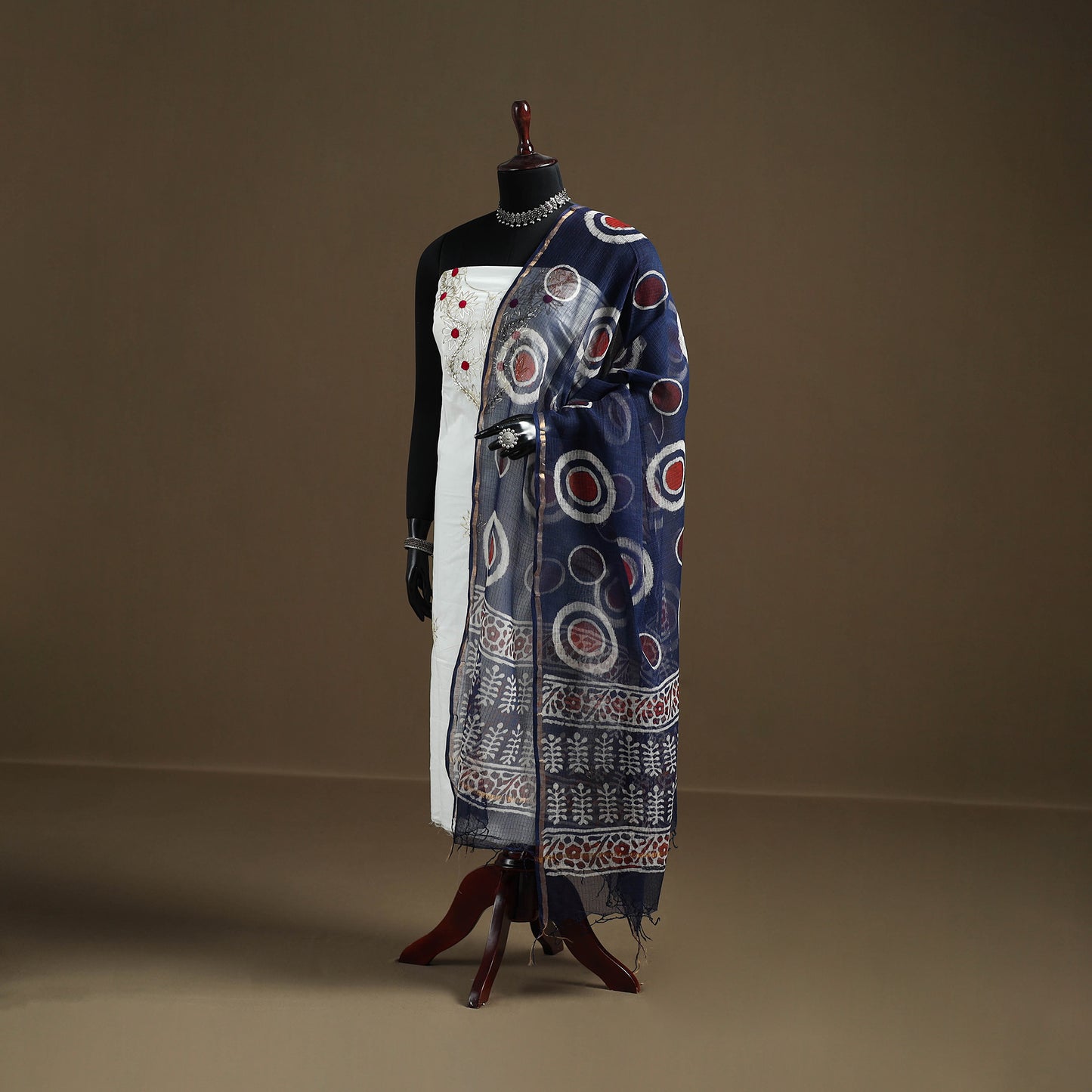 Blue - Indigo Bagru Hand Block Print Natural Dyed Kota Doria Cotton Dupatta 31