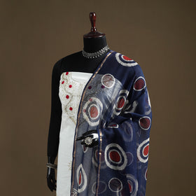 Blue - Indigo Bagru Hand Block Print Natural Dyed Kota Doria Cotton Dupatta 31