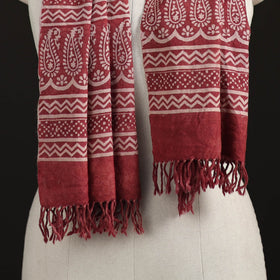 Handwoven Merino Wool Natural Dyed Bagh Hand Block Print Stole 08