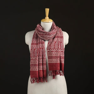 Handwoven Merino Wool Natural Dyed Bagh Hand Block Print Stole 08