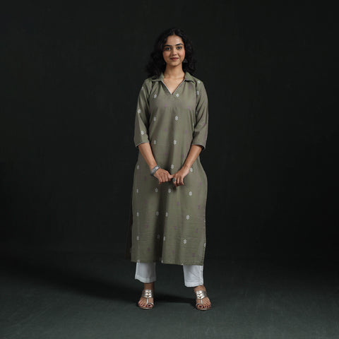 Straight Cotton Jacquard Kurta for women 03