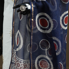 Blue - Indigo Bagru Hand Block Print Natural Dyed Kota Doria Cotton Dupatta 31