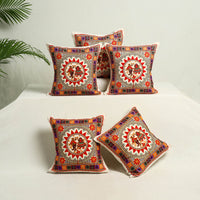 Multicolor - Kutch Aari Hand Embroidery Cushion Cover (Set of 5) 05