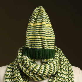 Green - kumaun hand knitted woollen muffler cap 52