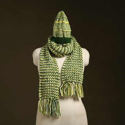 Green - kumaun hand knitted woollen muffler cap 52