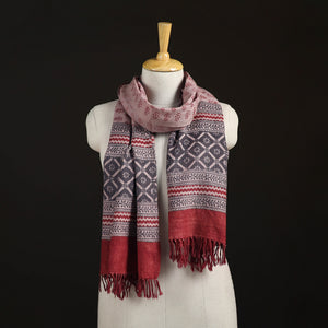 Handwoven Merino Wool Natural Dyed Bagh Hand Block Print Stole 10