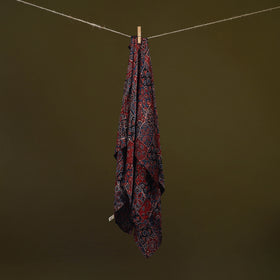Red - Ajrakh Hand Block Print Natural Dyed Modal Silk Scarf 33