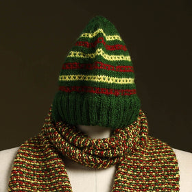 Multicolor - kumaun hand knitted woollen muffler cap 53