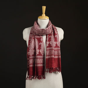 Handwoven Merino Wool Natural Dyed Bagh Hand Block Print Stole 11