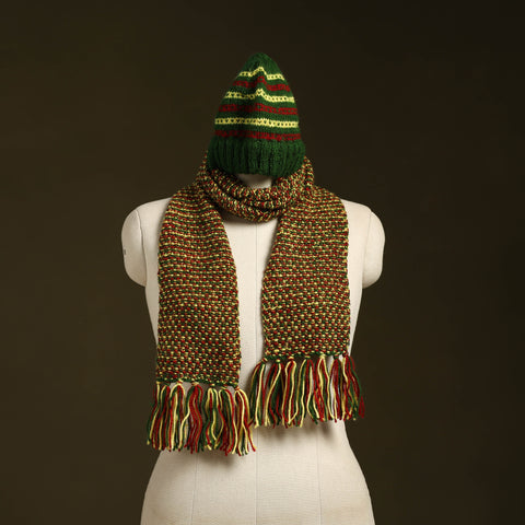 Multicolor - kumaun hand knitted woollen muffler cap 53