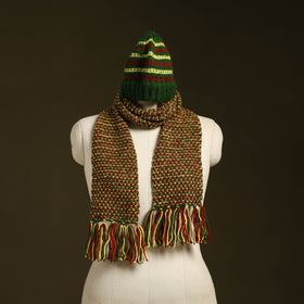 Multicolor - kumaun hand knitted woollen muffler cap 53